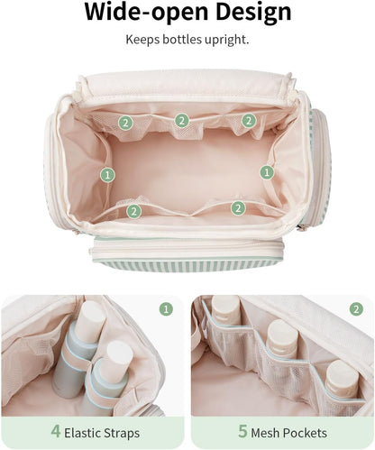 Hanging Travel Toiletry Bag for Women, Large Makeup Bag, Wide Open Cosmetic Bag, Multiple Organized Pocket, Wet Pocket for Towel, Portable Bathroom Travel Bag for Toiletries, Essentials