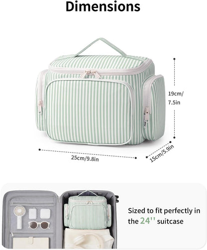 Hanging Travel Toiletry Bag for Women, Large Makeup Bag, Wide Open Cosmetic Bag, Multiple Organized Pocket, Wet Pocket for Towel, Portable Bathroom Travel Bag for Toiletries, Essentials