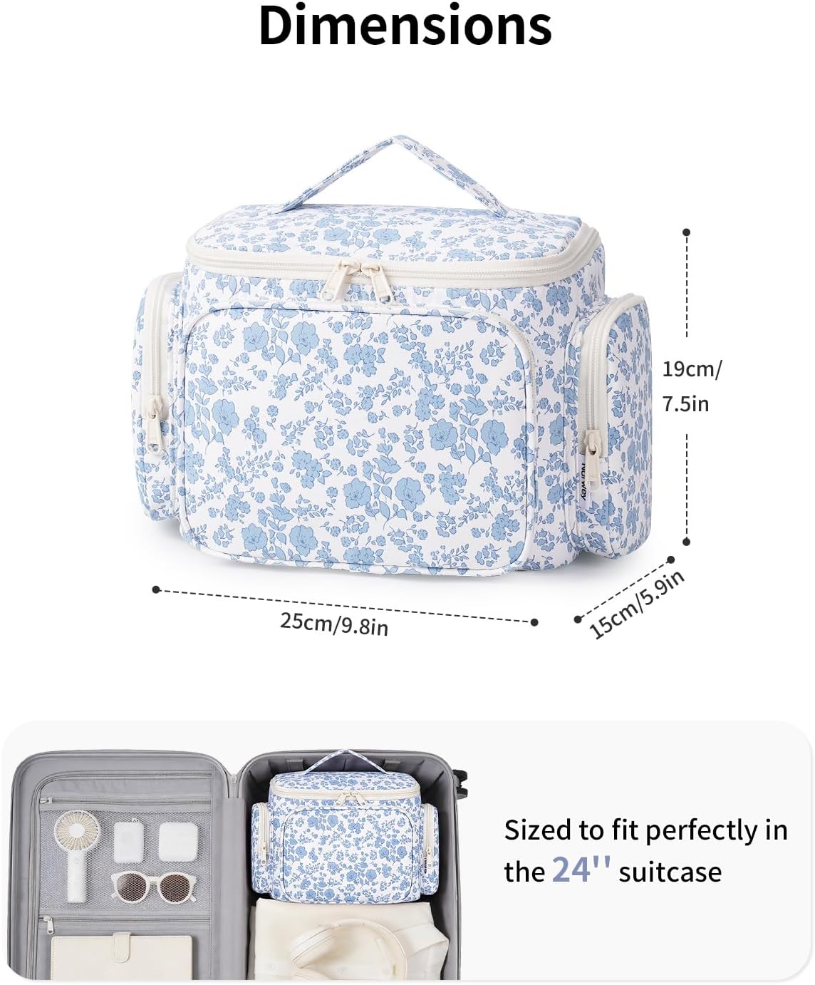 Hanging Travel Toiletry Bag for Women, Large Makeup Bag, Wide Open Cosmetic Bag, Multiple Organized Pocket, Wet Pocket for Towel, Portable Bathroom Travel Bag for Toiletries, Essentials