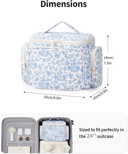 Hanging Travel Toiletry Bag for Women, Large Makeup Bag, Wide Open Cosmetic Bag, Multiple Organized Pocket, Wet Pocket for Towel, Portable Bathroom Travel Bag for Toiletries, Essentials