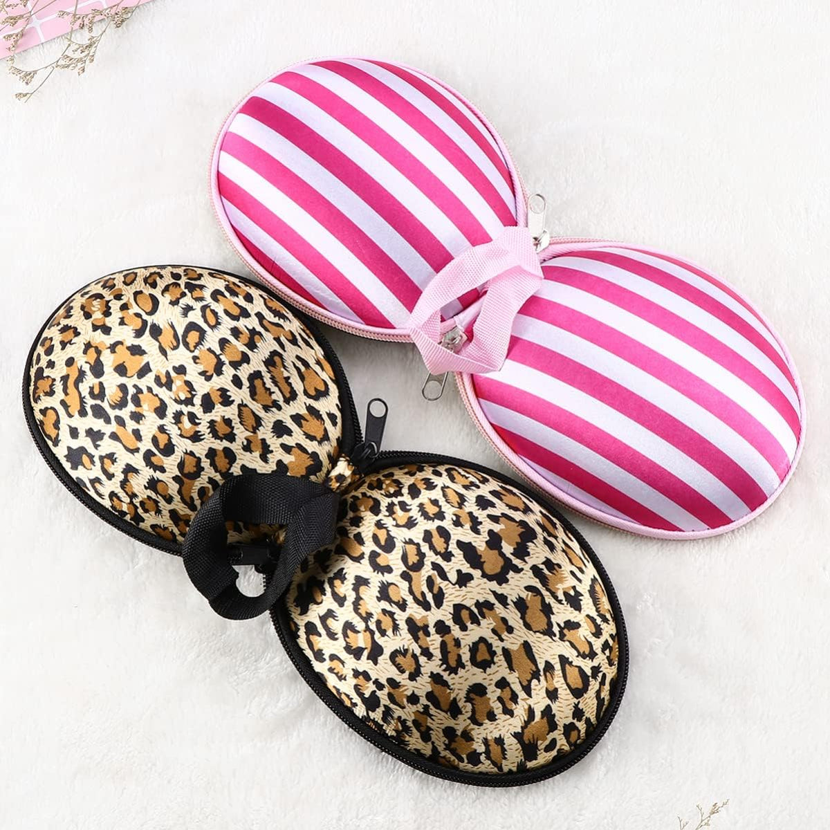 Delicate Laundry Bag 3pcs Silicone Bra Case Invisible Bra Storage Case Zippered Travel Case for Women(Leopard) Delicates Laundry Bag