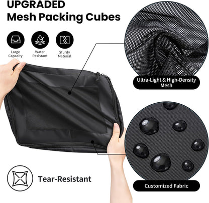 Mesh Packing Cubes for Travel, Durable Luggage Organizer with Sturdy Material and Double Zippers, Comprehensive Set for Travel Accessories Storage, teal
