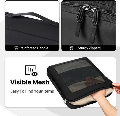 Mesh Packing Cubes for Travel, Durable Luggage Organizer with Sturdy Material and Double Zippers, Comprehensive Set for Travel Accessories Storage, teal