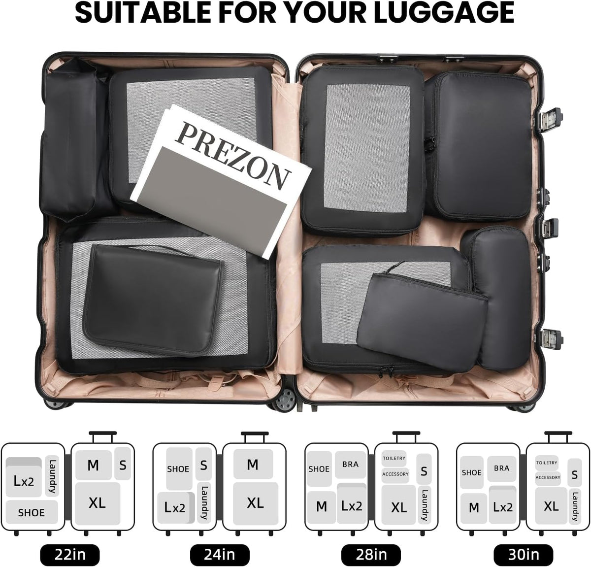 Mesh Packing Cubes for Travel, Durable Luggage Organizer with Sturdy Material and Double Zippers, Comprehensive Set for Travel Accessories Storage, teal