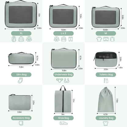 Mesh Packing Cubes for Travel, Durable Luggage Organizer with Sturdy Material and Double Zippers, Comprehensive Set for Travel Accessories Storage, teal