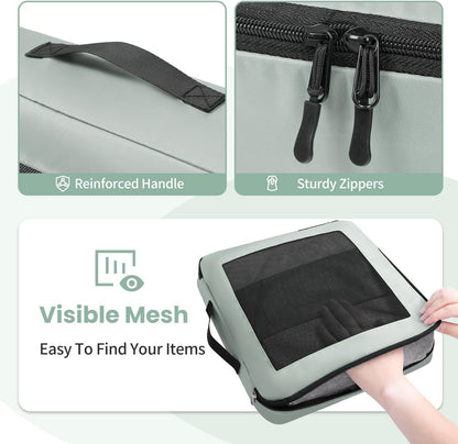 Mesh Packing Cubes for Travel, Durable Luggage Organizer with Sturdy Material and Double Zippers, Comprehensive Set for Travel Accessories Storage, teal