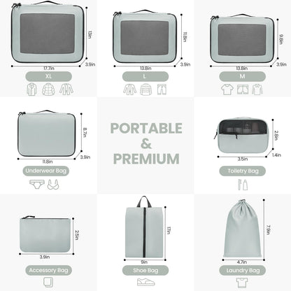Mesh Packing Cubes for Travel, Durable Luggage Organizer with Sturdy Material and Double Zippers, Comprehensive Set for Travel Accessories Storage, teal