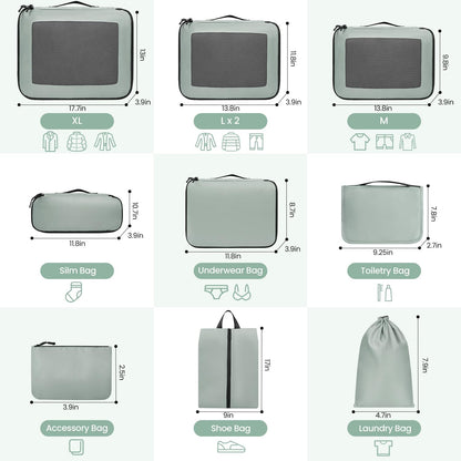 Mesh Packing Cubes for Travel, Durable Luggage Organizer with Sturdy Material and Double Zippers, Comprehensive Set for Travel Accessories Storage, teal