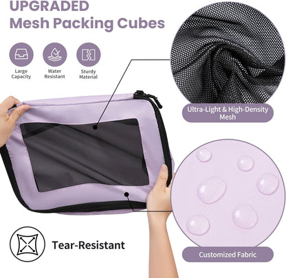 Mesh Packing Cubes for Travel, Durable Luggage Organizer with Sturdy Material and Double Zippers, Comprehensive Set for Travel Accessories Storage, teal