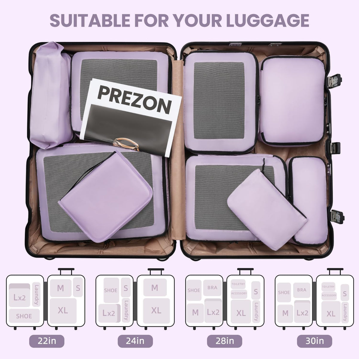 Mesh Packing Cubes for Travel, Durable Luggage Organizer with Sturdy Material and Double Zippers, Comprehensive Set for Travel Accessories Storage, teal