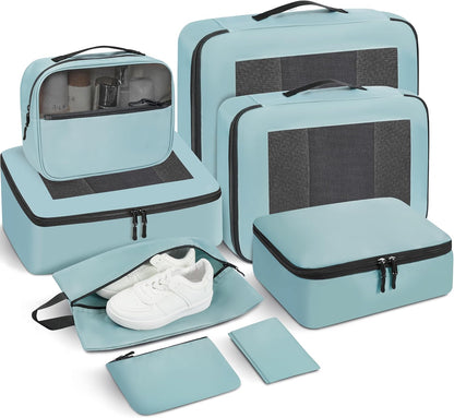 Mesh Packing Cubes for Travel, Durable Luggage Organizer with Sturdy Material and Double Zippers, Comprehensive Set for Travel Accessories Storage, teal