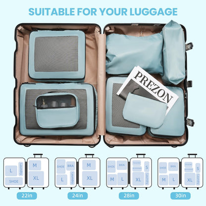 Mesh Packing Cubes for Travel, Durable Luggage Organizer with Sturdy Material and Double Zippers, Comprehensive Set for Travel Accessories Storage, teal