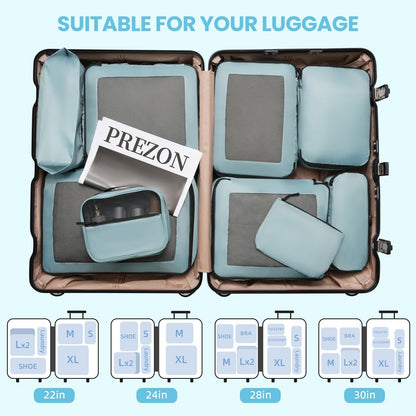Mesh Packing Cubes for Travel, Durable Luggage Organizer with Sturdy Material and Double Zippers, Comprehensive Set for Travel Accessories Storage, teal