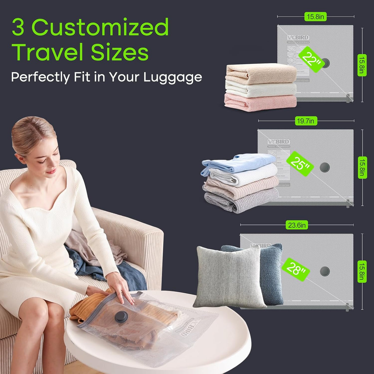 9 Pack Travel Vacuum Storage Bags with USB Electric Pump, Carry-on Size Space Saver Bags for Clothes and Clothing Travel，Compression Packing for Luggage and Suitcase