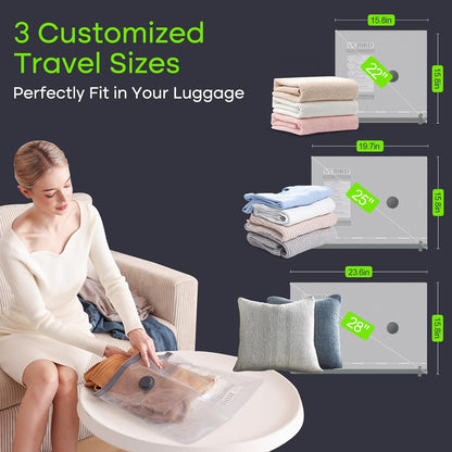 9 Pack Travel Vacuum Storage Bags with USB Electric Pump, Carry-on Size Space Saver Bags for Clothes and Clothing Travel，Compression Packing for Luggage and Suitcase