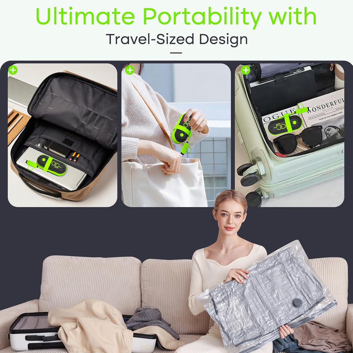 9 Pack Travel Vacuum Storage Bags with USB Electric Pump, Carry-on Size Space Saver Bags for Clothes and Clothing Travel，Compression Packing for Luggage and Suitcase