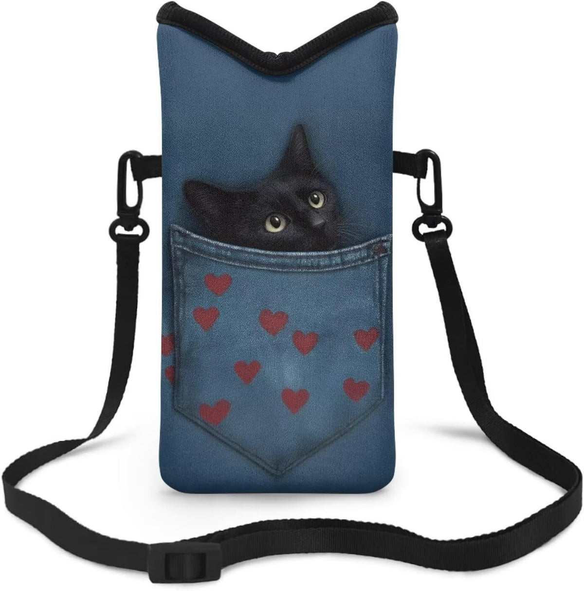 Adjustable Crossbody Phone Bag with Hook & Loop Strap Hand Free Cell Phone Bag for Women Men Running Travel Essentials