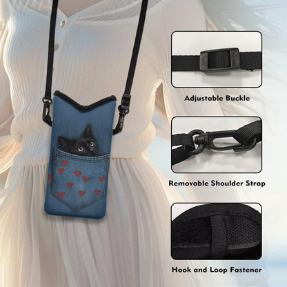 Adjustable Crossbody Phone Bag with Hook & Loop Strap Hand Free Cell Phone Bag for Women Men Running Travel Essentials