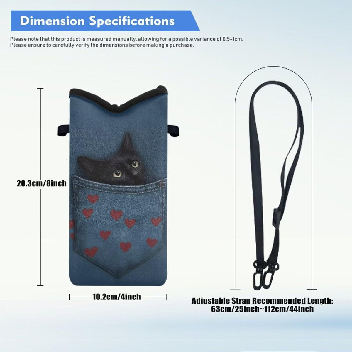 Adjustable Crossbody Phone Bag with Hook & Loop Strap Hand Free Cell Phone Bag for Women Men Running Travel Essentials