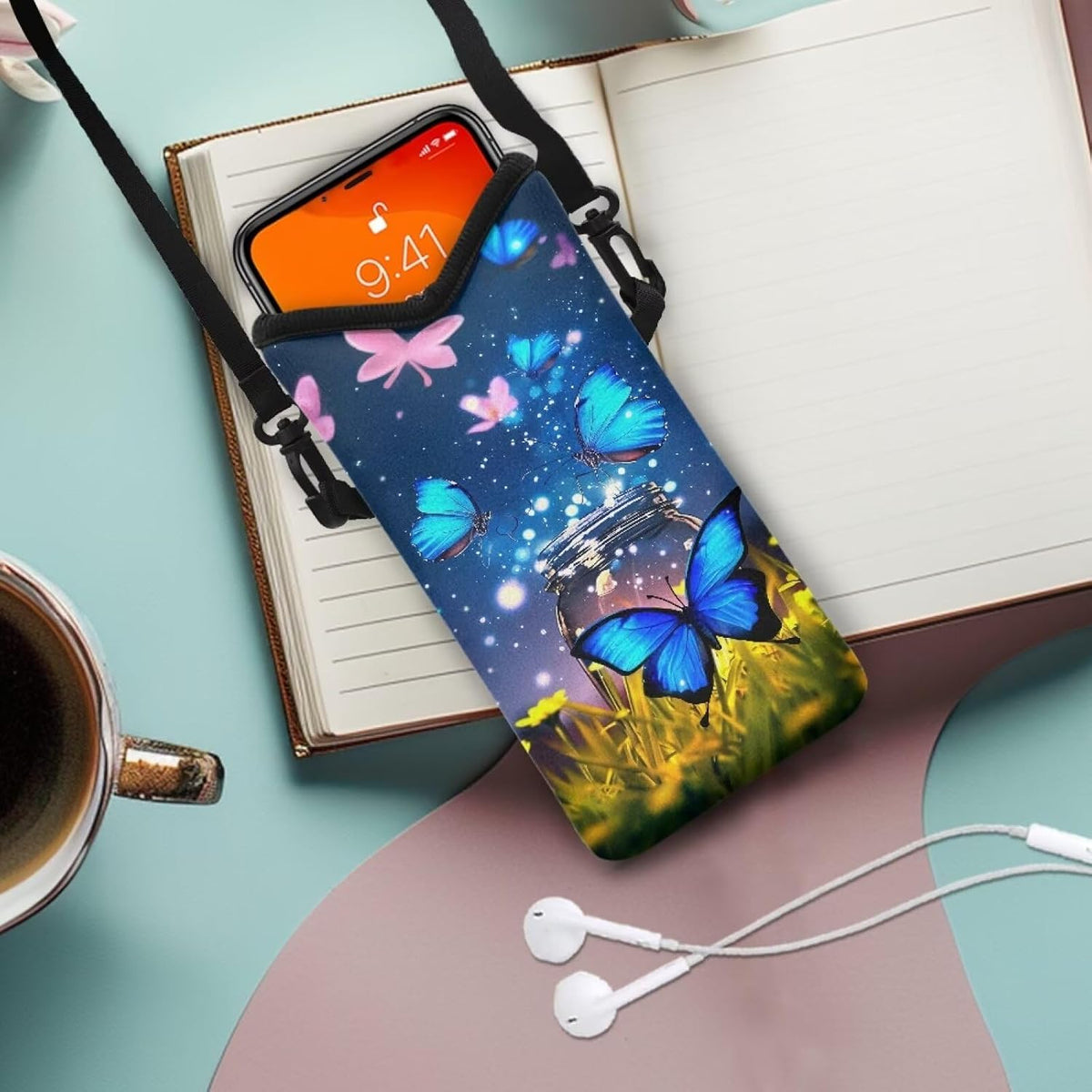 Adjustable Crossbody Phone Bag with Hook & Loop Strap Hand Free Cell Phone Bag for Women Men Running Travel Essentials