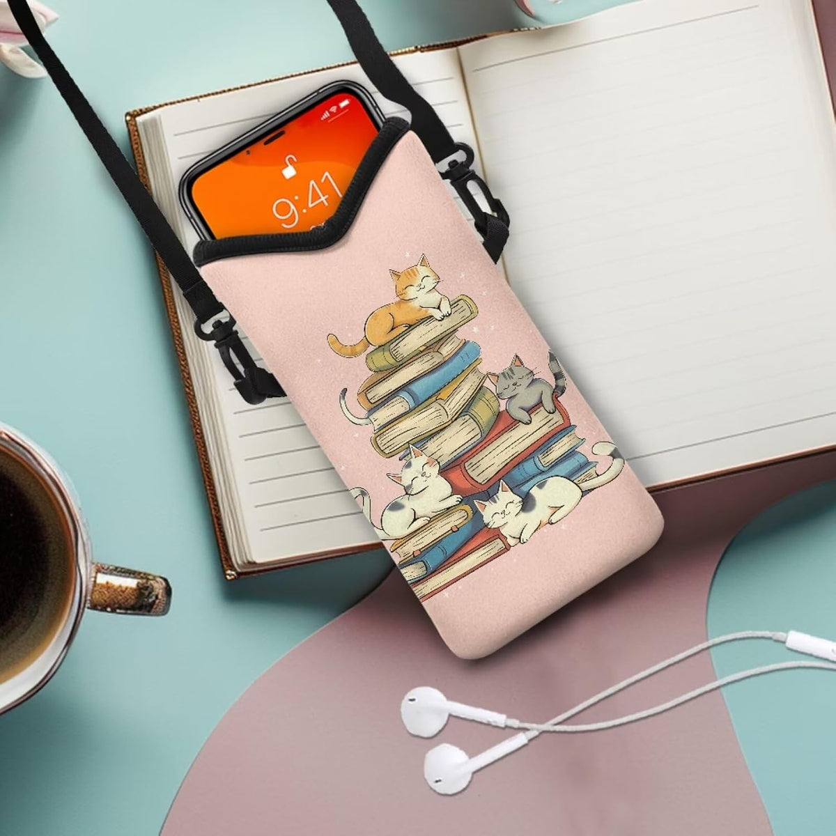 Adjustable Crossbody Phone Bag with Hook & Loop Strap Hand Free Cell Phone Bag for Women Men Running Travel Essentials