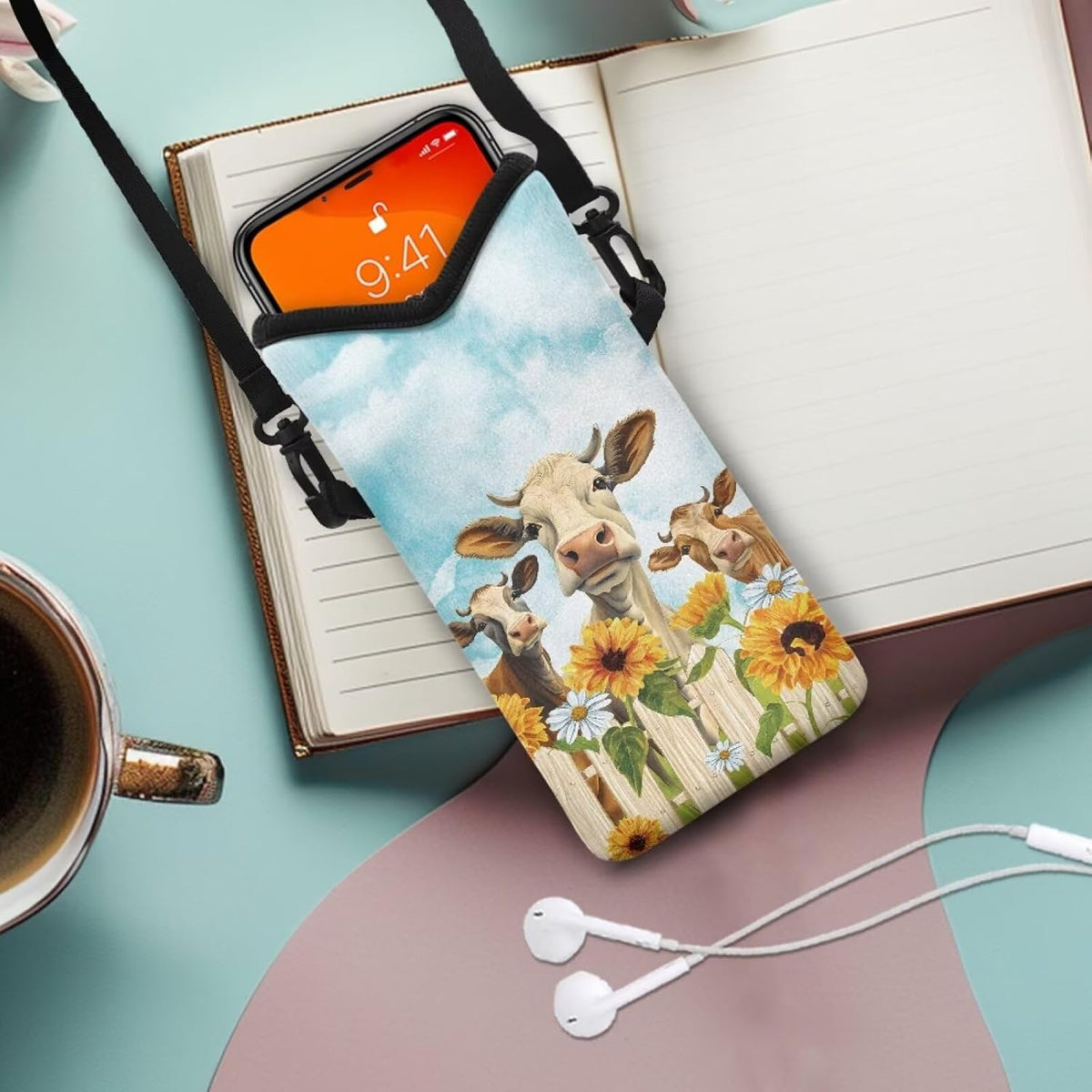 Adjustable Crossbody Phone Bag with Hook & Loop Strap Hand Free Cell Phone Bag for Women Men Running Travel Essentials