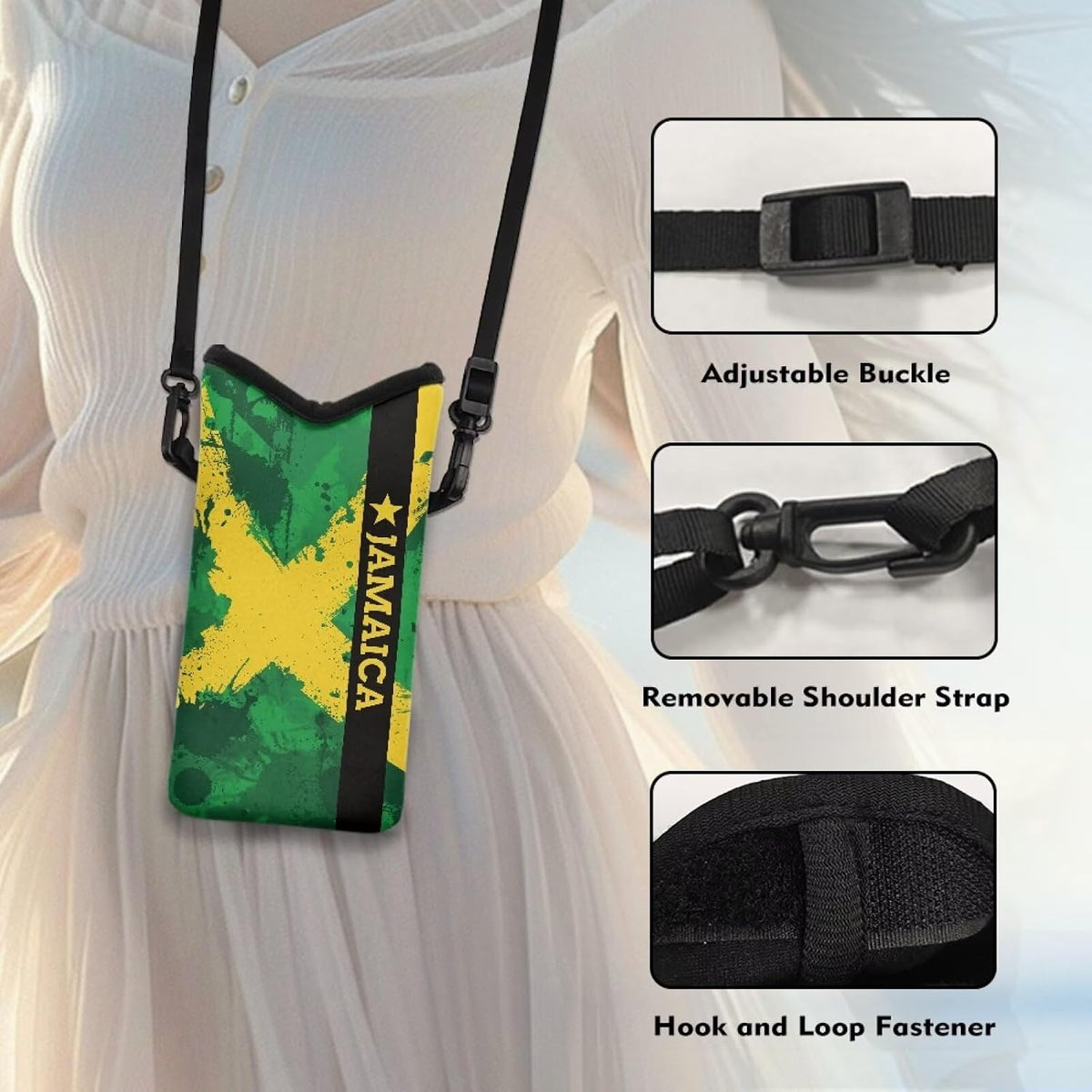 Adjustable Crossbody Phone Bag with Hook & Loop Strap Hand Free Cell Phone Bag for Women Men Running Travel Essentials
