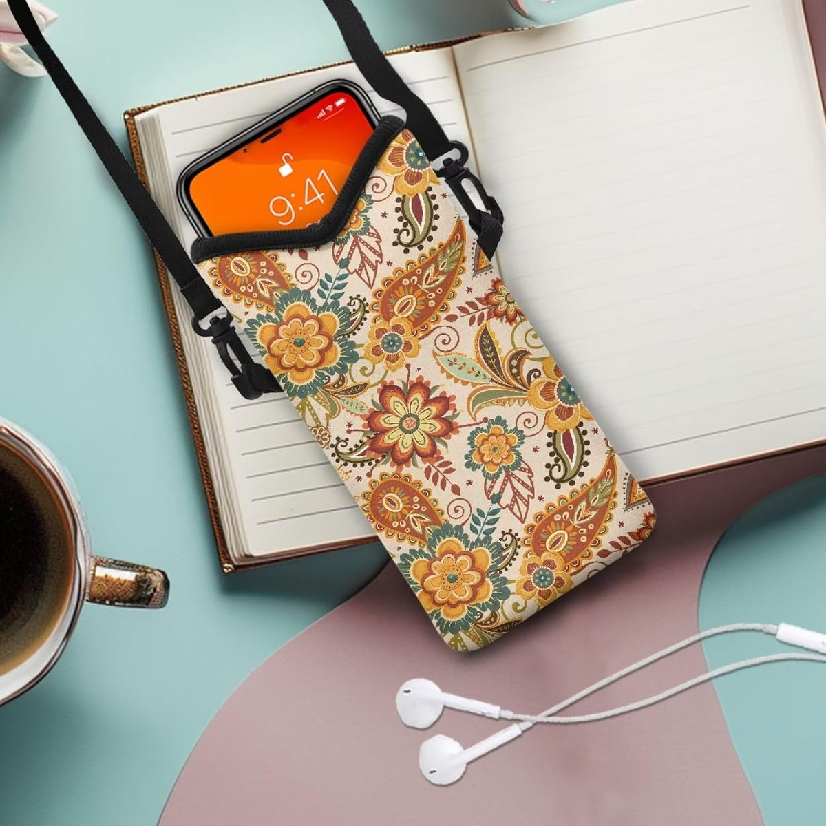 Adjustable Crossbody Phone Bag with Hook & Loop Strap Hand Free Cell Phone Bag for Women Men Running Travel Essentials
