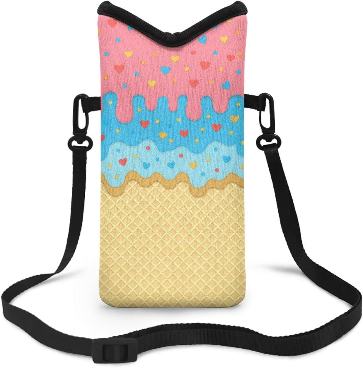 Adjustable Crossbody Phone Bag with Hook & Loop Strap Hand Free Cell Phone Bag for Women Men Running Travel Essentials