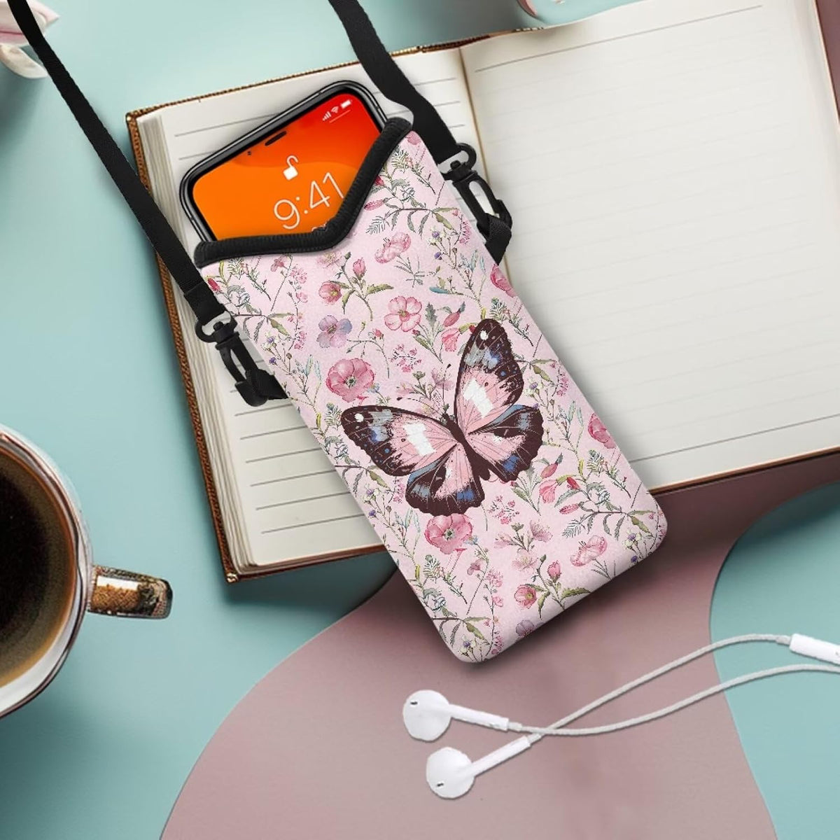 Adjustable Crossbody Phone Bag with Hook & Loop Strap Hand Free Cell Phone Bag for Women Men Running Travel Essentials