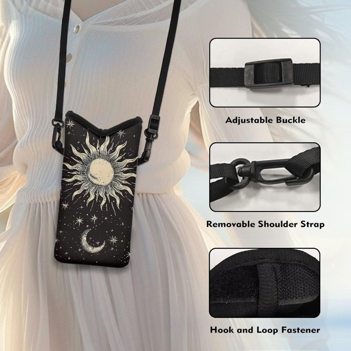 Adjustable Crossbody Phone Bag with Hook & Loop Strap Hand Free Cell Phone Bag for Women Men Running Travel Essentials