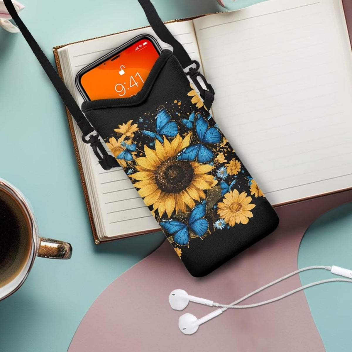 Adjustable Crossbody Phone Bag with Hook & Loop Strap Hand Free Cell Phone Bag for Women Men Running Travel Essentials