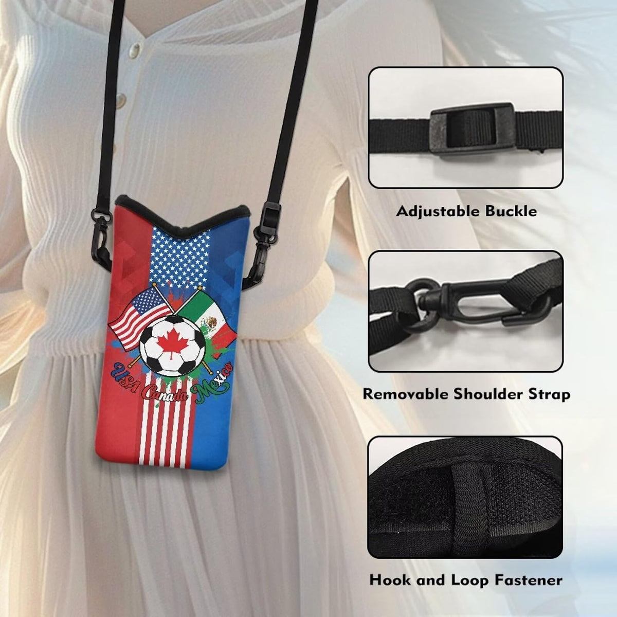 Adjustable Crossbody Phone Bag with Hook & Loop Strap Hand Free Cell Phone Bag for Women Men Running Travel Essentials
