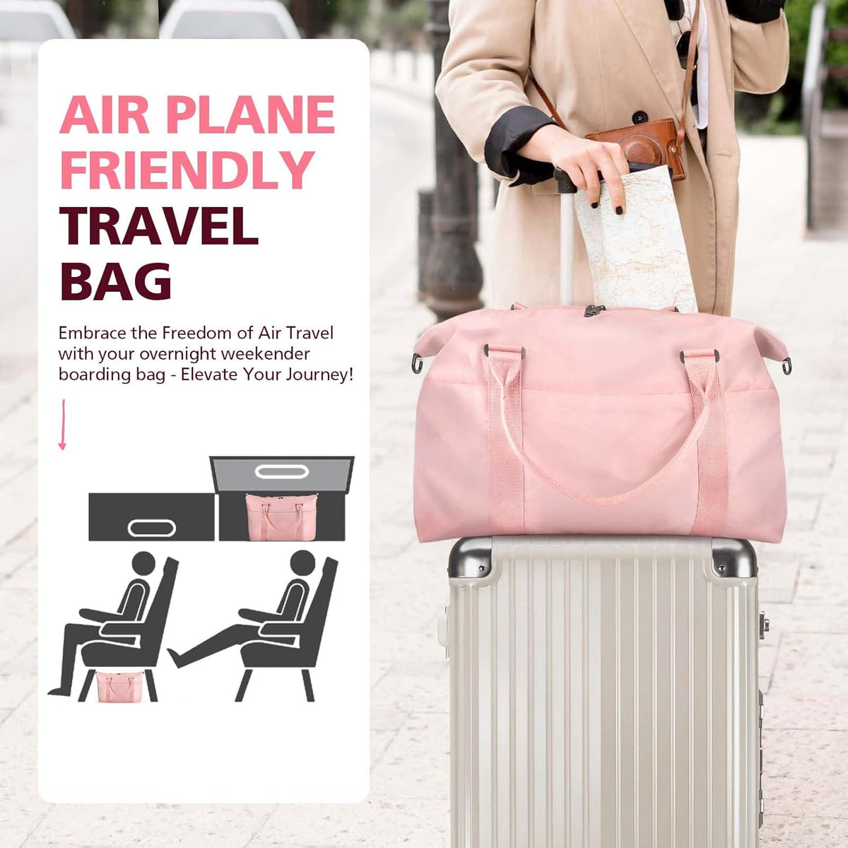 Travel Duffle, Waterproof Weekender Carry On Tote for Women, Travel Essentials Sport Gym for Men, Hospital Bag for Labor and Delivery, Overnight Luggage With Trolley Sleeve