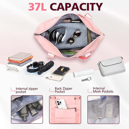 Travel Duffle, Waterproof Weekender Carry On Tote for Women, Travel Essentials Sport Gym for Men, Hospital Bag for Labor and Delivery, Overnight Luggage With Trolley Sleeve