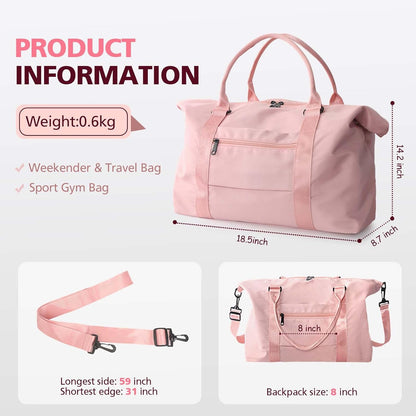 Travel Duffle, Waterproof Weekender Carry On Tote for Women, Travel Essentials Sport Gym for Men, Hospital Bag for Labor and Delivery, Overnight Luggage With Trolley Sleeve