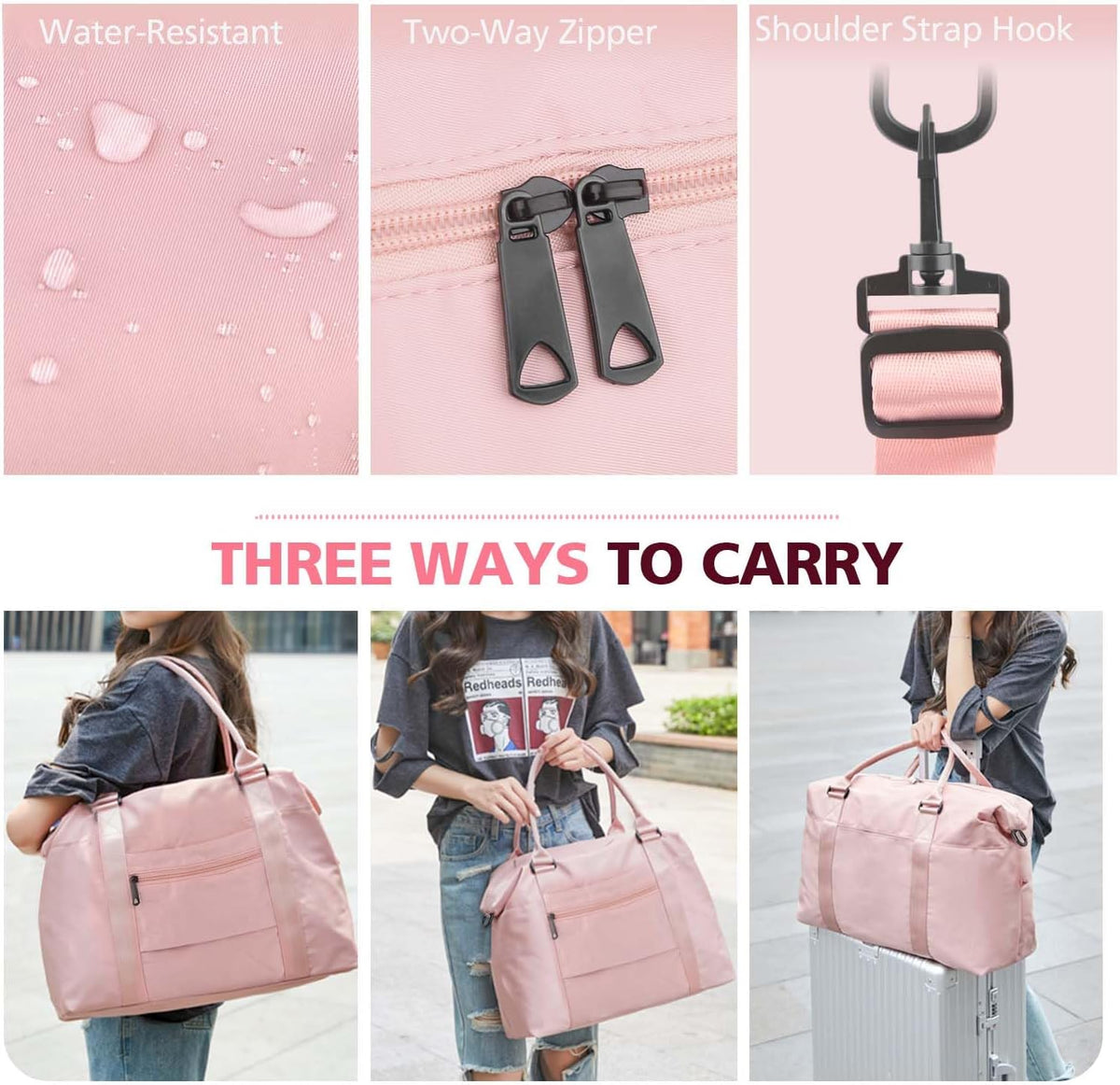 Travel Duffle, Waterproof Weekender Carry On Tote for Women, Travel Essentials Sport Gym for Men, Hospital Bag for Labor and Delivery, Overnight Luggage With Trolley Sleeve