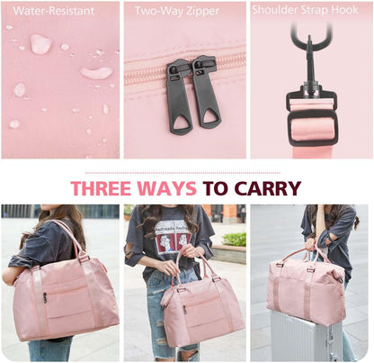 Travel Duffle, Waterproof Weekender Carry On Tote for Women, Travel Essentials Sport Gym for Men, Hospital Bag for Labor and Delivery, Overnight Luggage With Trolley Sleeve