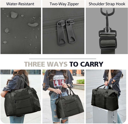Travel Duffle, Waterproof Weekender Carry On Tote for Women, Travel Essentials Sport Gym for Men, Hospital Bag for Labor and Delivery, Overnight Luggage With Trolley Sleeve