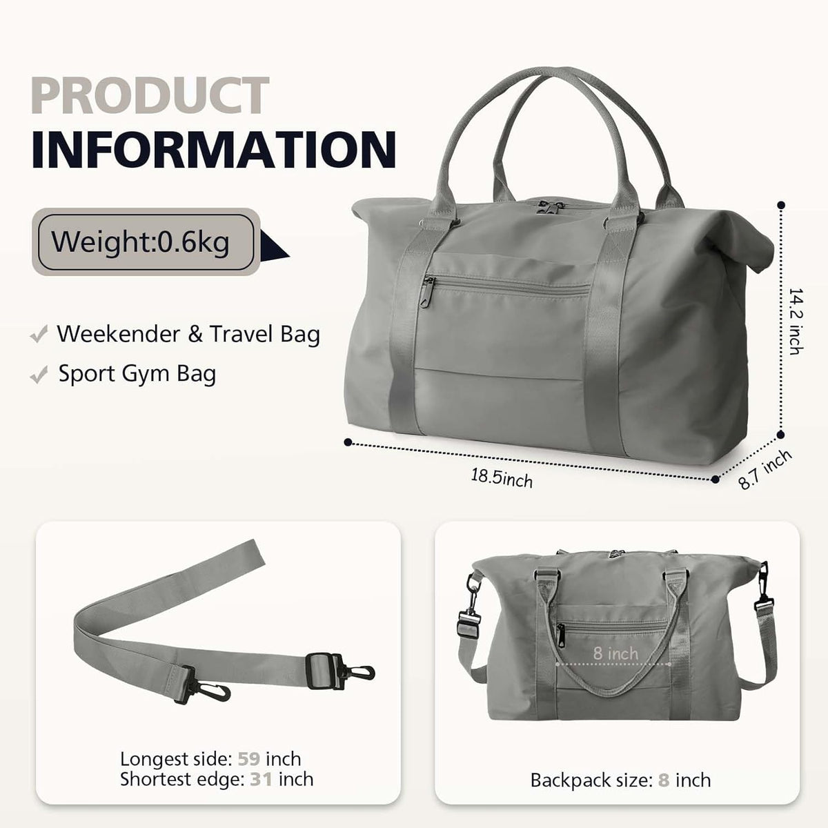 Travel Duffle, Waterproof Weekender Carry On Tote for Women, Travel Essentials Sport Gym for Men, Hospital Bag for Labor and Delivery, Overnight Luggage With Trolley Sleeve