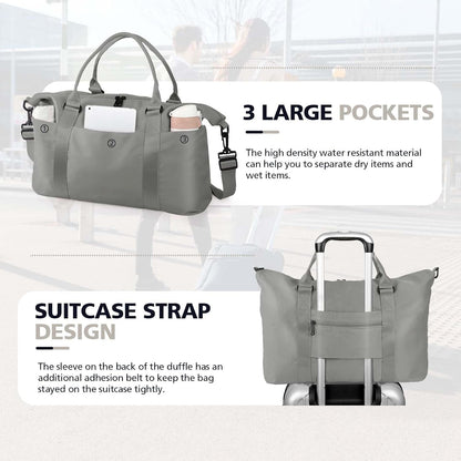 Travel Duffle, Waterproof Weekender Carry On Tote for Women, Travel Essentials Sport Gym for Men, Hospital Bag for Labor and Delivery, Overnight Luggage With Trolley Sleeve
