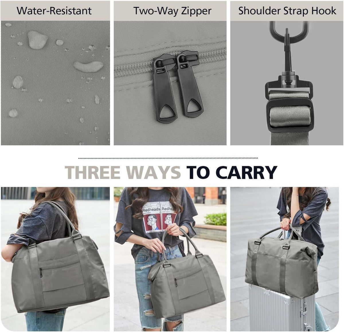 Travel Duffle, Waterproof Weekender Carry On Tote for Women, Travel Essentials Sport Gym for Men, Hospital Bag for Labor and Delivery, Overnight Luggage With Trolley Sleeve
