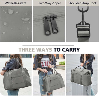 Travel Duffle, Waterproof Weekender Carry On Tote for Women, Travel Essentials Sport Gym for Men, Hospital Bag for Labor and Delivery, Overnight Luggage With Trolley Sleeve