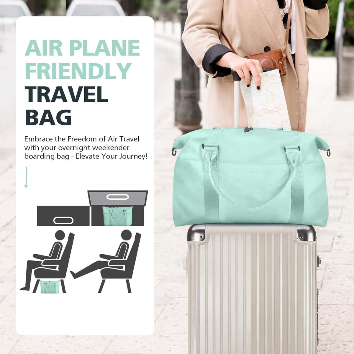 Travel Duffle, Waterproof Weekender Carry On Tote for Women, Travel Essentials Sport Gym for Men, Hospital Bag for Labor and Delivery, Overnight Luggage With Trolley Sleeve