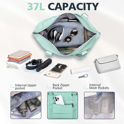 Travel Duffle, Waterproof Weekender Carry On Tote for Women, Travel Essentials Sport Gym for Men, Hospital Bag for Labor and Delivery, Overnight Luggage With Trolley Sleeve