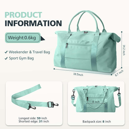 Travel Duffle, Waterproof Weekender Carry On Tote for Women, Travel Essentials Sport Gym for Men, Hospital Bag for Labor and Delivery, Overnight Luggage With Trolley Sleeve