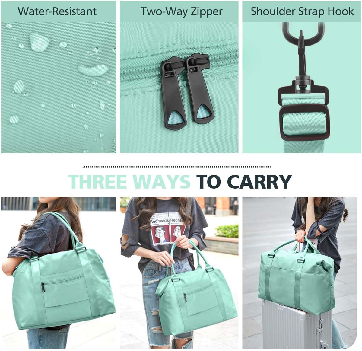 Travel Duffle, Waterproof Weekender Carry On Tote for Women, Travel Essentials Sport Gym for Men, Hospital Bag for Labor and Delivery, Overnight Luggage With Trolley Sleeve