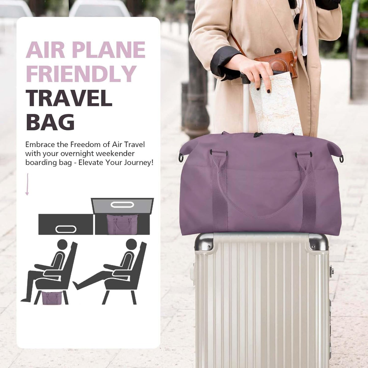 Travel Duffle, Waterproof Weekender Carry On Tote for Women, Travel Essentials Sport Gym for Men, Hospital Bag for Labor and Delivery, Overnight Luggage With Trolley Sleeve