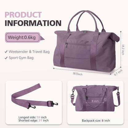 Travel Duffle, Waterproof Weekender Carry On Tote for Women, Travel Essentials Sport Gym for Men, Hospital Bag for Labor and Delivery, Overnight Luggage With Trolley Sleeve