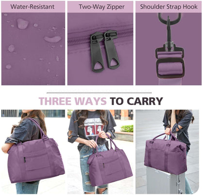 Travel Duffle, Waterproof Weekender Carry On Tote for Women, Travel Essentials Sport Gym for Men, Hospital Bag for Labor and Delivery, Overnight Luggage With Trolley Sleeve